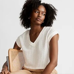 Madewell Knit Mesh V-Neck Crop Tee